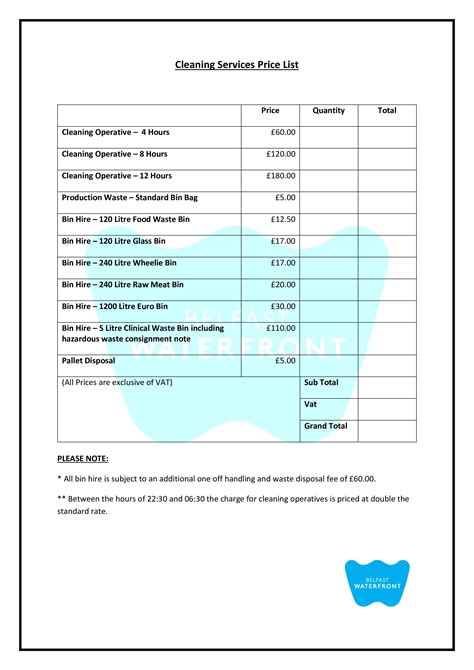 Service Price List .